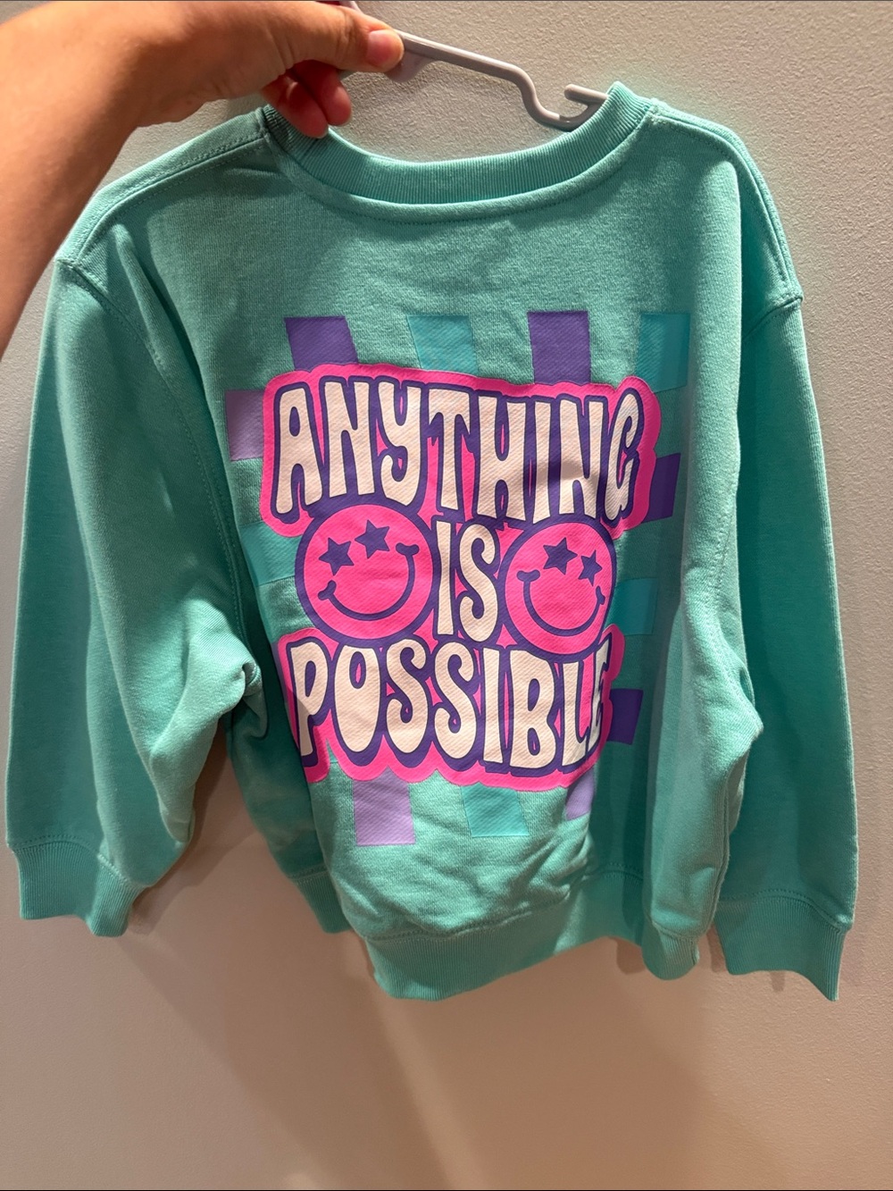 Kids 'Anything Is Possible' Mint Graphic Sweatshirt